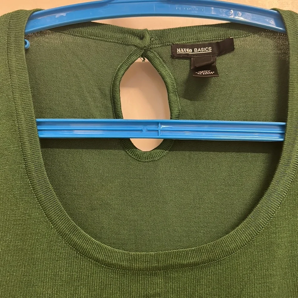 Mango sweater / jersey with stretch, U-neck and long sleeves in green! Size UK L - Picture 8 of 13